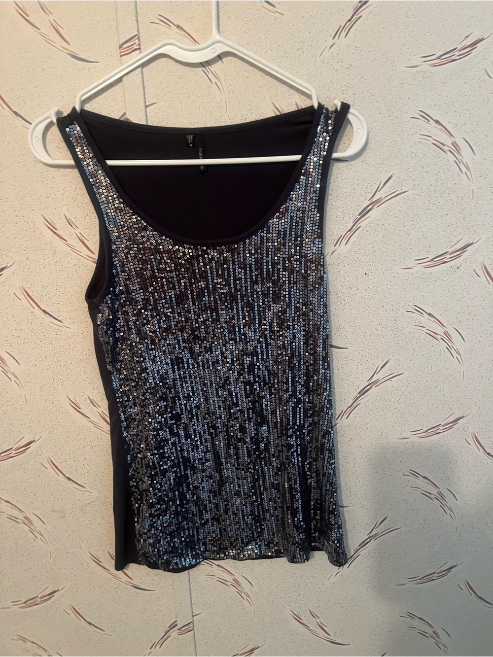 Maurices Black Sequin Scoop Tank Top